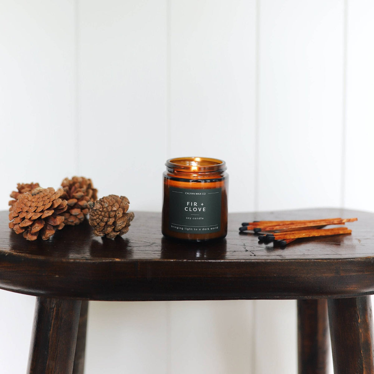 Fir + Clove - Mini Amber Jar Soy Candle