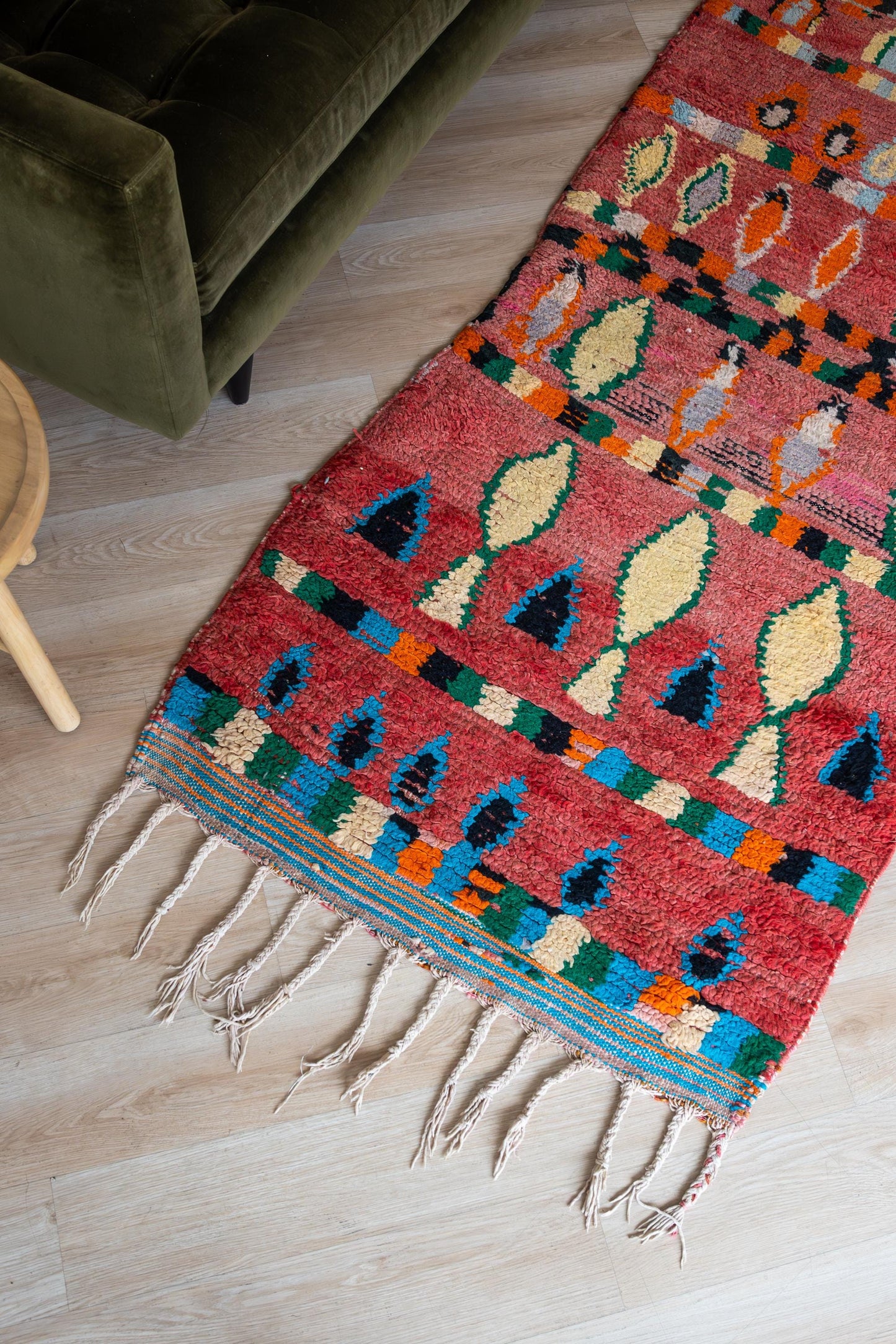 Vibrant Moroccan Runner: Eclectic Home Decor, Artisan-Made Geometric Pattern for Contemporary Interiors