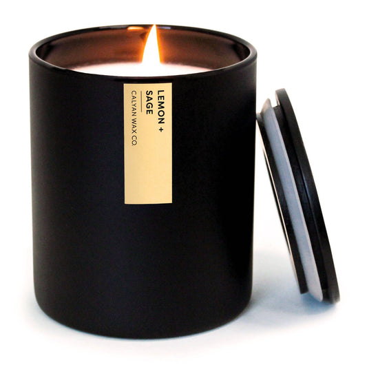 Lemon + Sage - Matte Black Tumbler Soy Candle