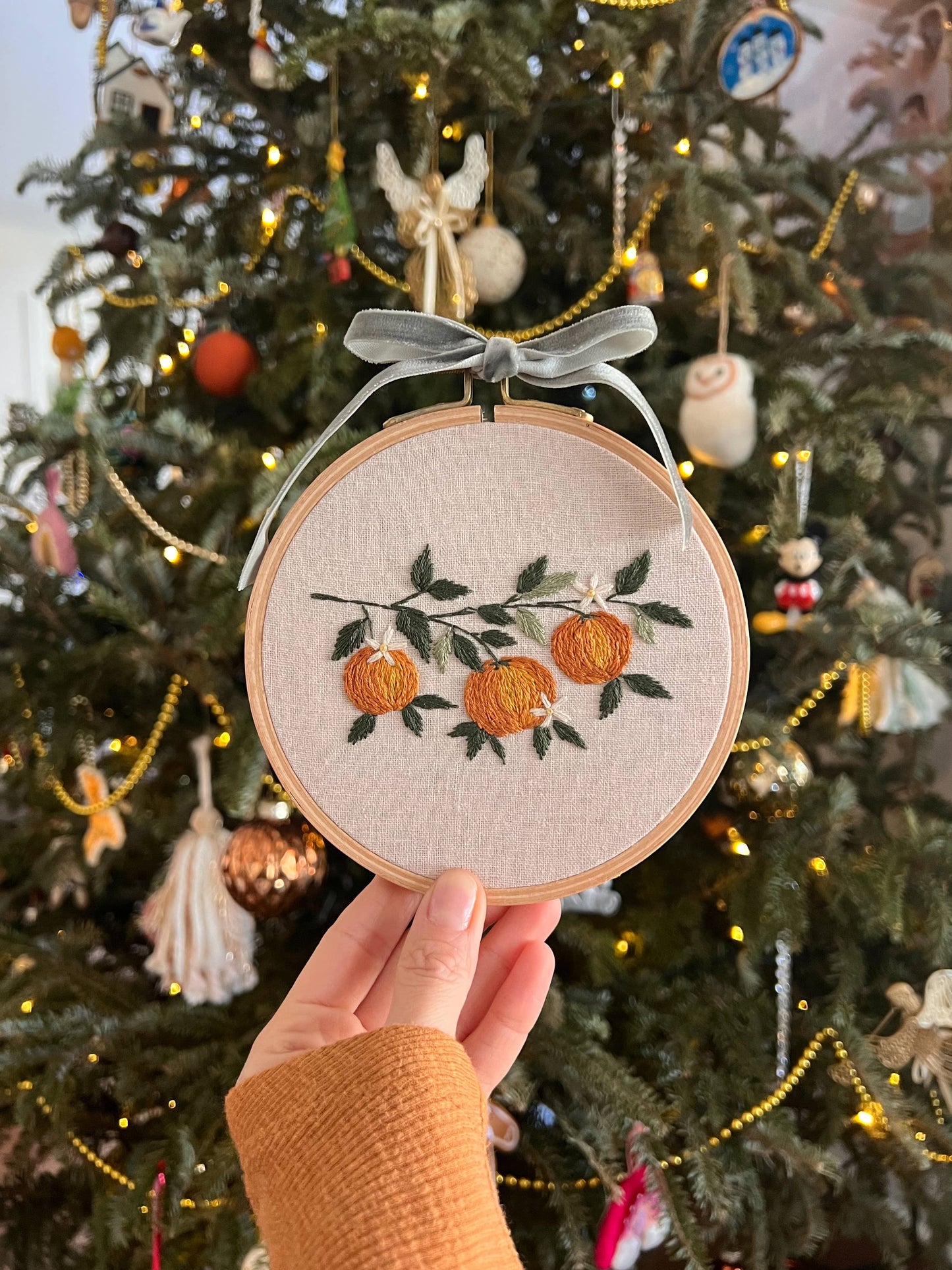 Orange Branch Embroidery DIY Kit
