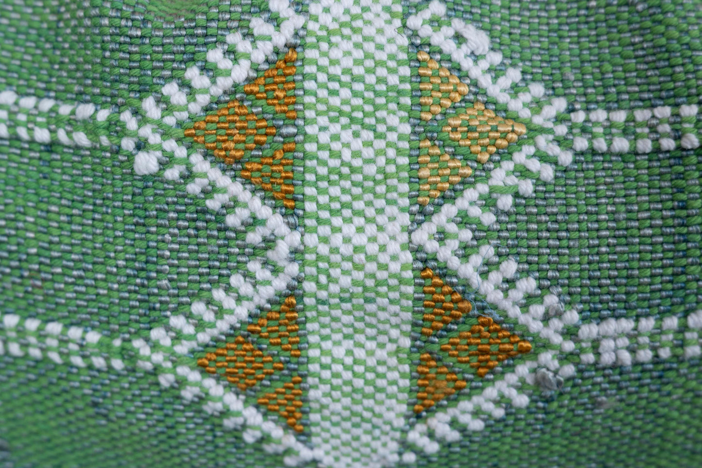Green Cactus Silk Lumbar Pillow | Handwoven Moroccan Sabra Cushion | Boho Berber Decor