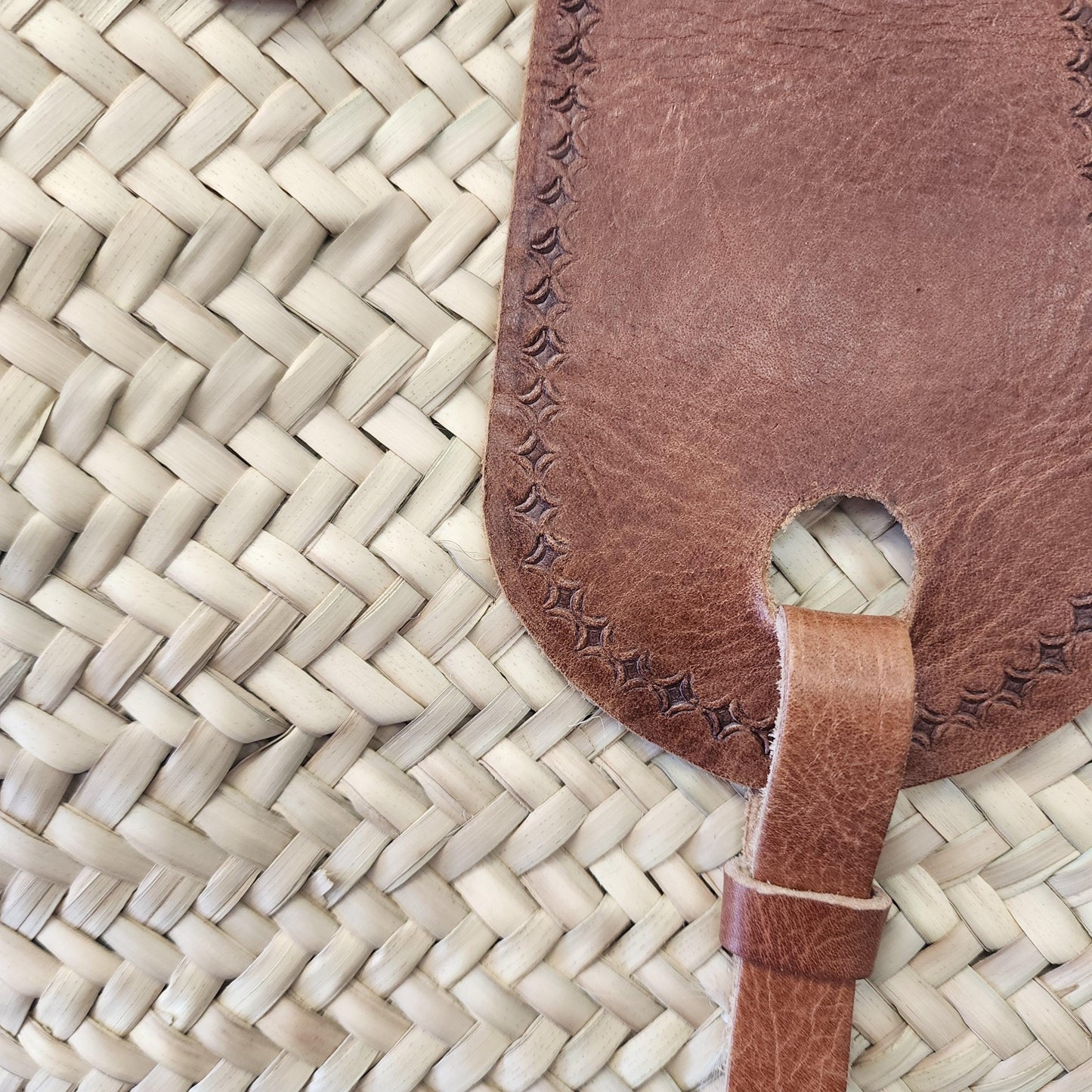 Handcrafted Moroccan Woven Market Basket with Leather Straps - Large Size Shopping Tote for Farmers Markets, French style market tote