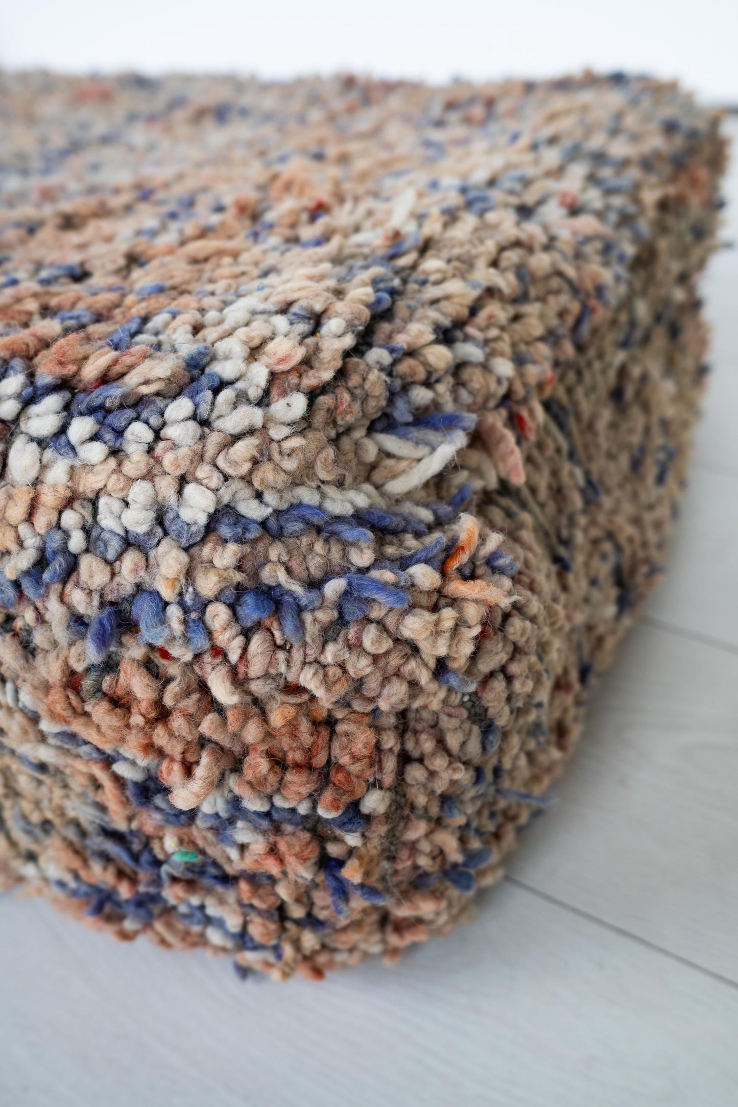 Abstract Moroccan Wool Pouf: Handmade Boho Floor Cushion, Ottoman & Pet Bed - Tribal Home Accent