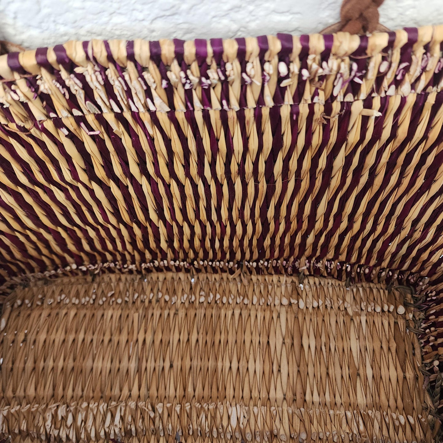 Vibrant Handwoven Moroccan Reed Basket - Essaouira Crafted Farmers Market Tote - African Shopping Carrier