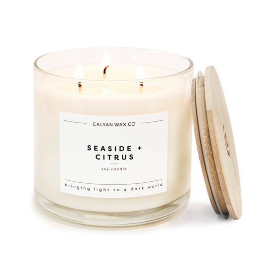 Seaside + Citrus - 3 Wick Clear Glass Tumbler Soy Candle