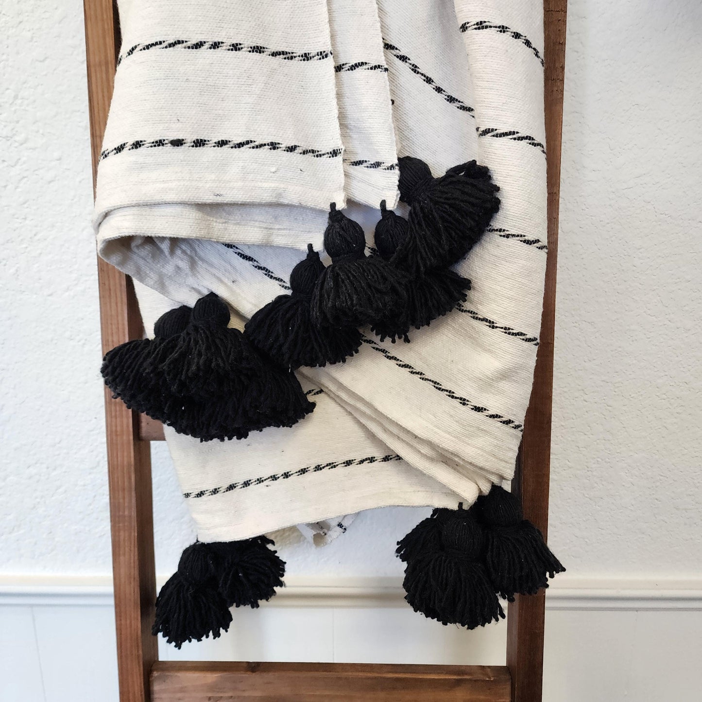 Moroccan Handwoven Cotton Blanket: Authentic Artisan Coverlet for Bedroom, Sofa, and Home Decor