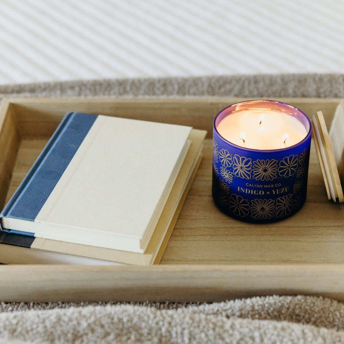 Indigo + Yuzu - 3 Wick Clear Glass Tumbler Soy Candle