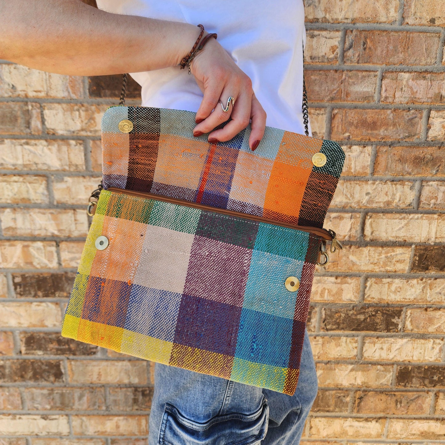 Upcycled Moroccan Blanket Crossbody Bag: Vintage Boho Chic Handbag with Bohemian Flair