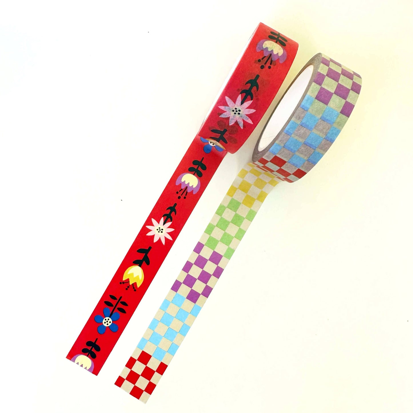 Folk Flowers & Checkers Washi Tape