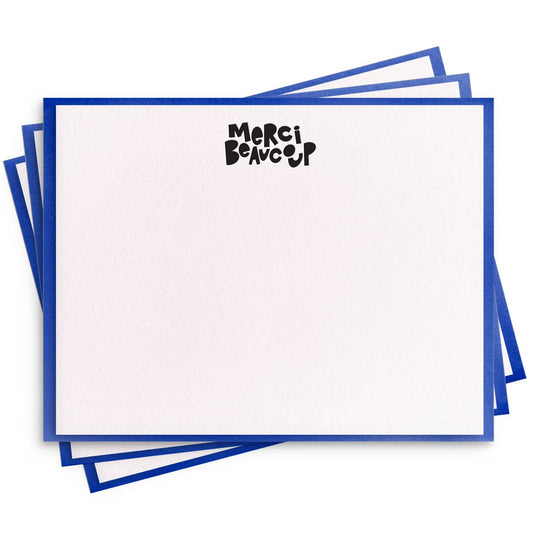 Merci Beaucoup Flat Note - Letterpress Set of 8 Stationery