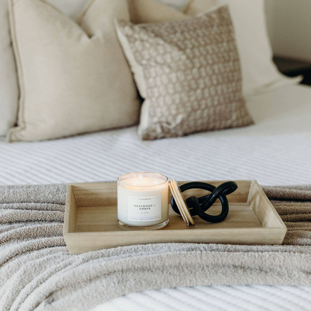 Rosewood + Amber - 3 Wick Clear Glass Tumbler Soy Candle