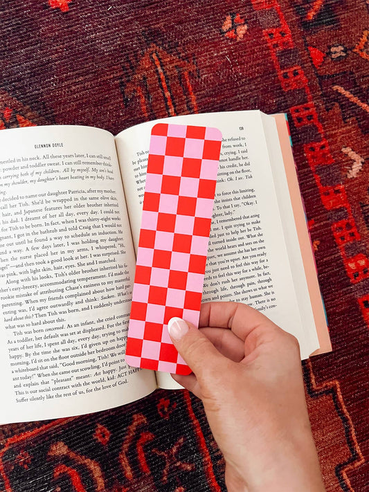 Checkered Bookmark - Red and Pink