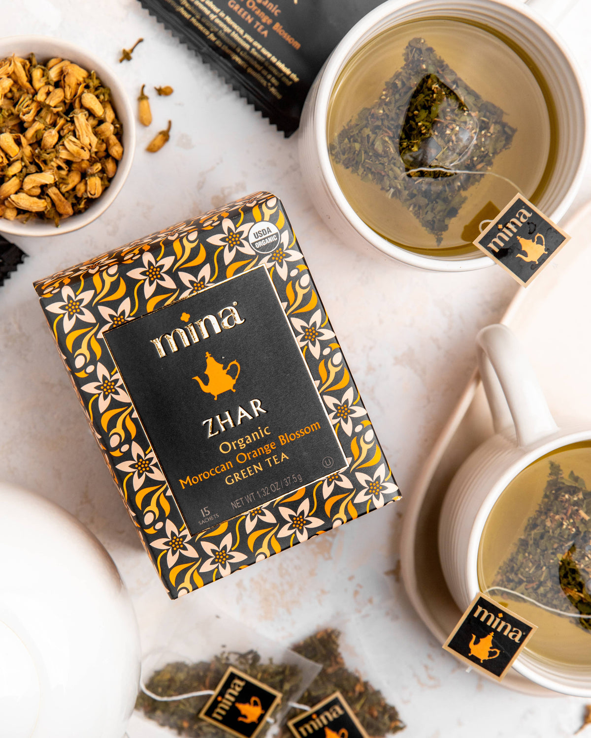 15ct Zhar Organic Moroccan Orange Blossom Green Tea