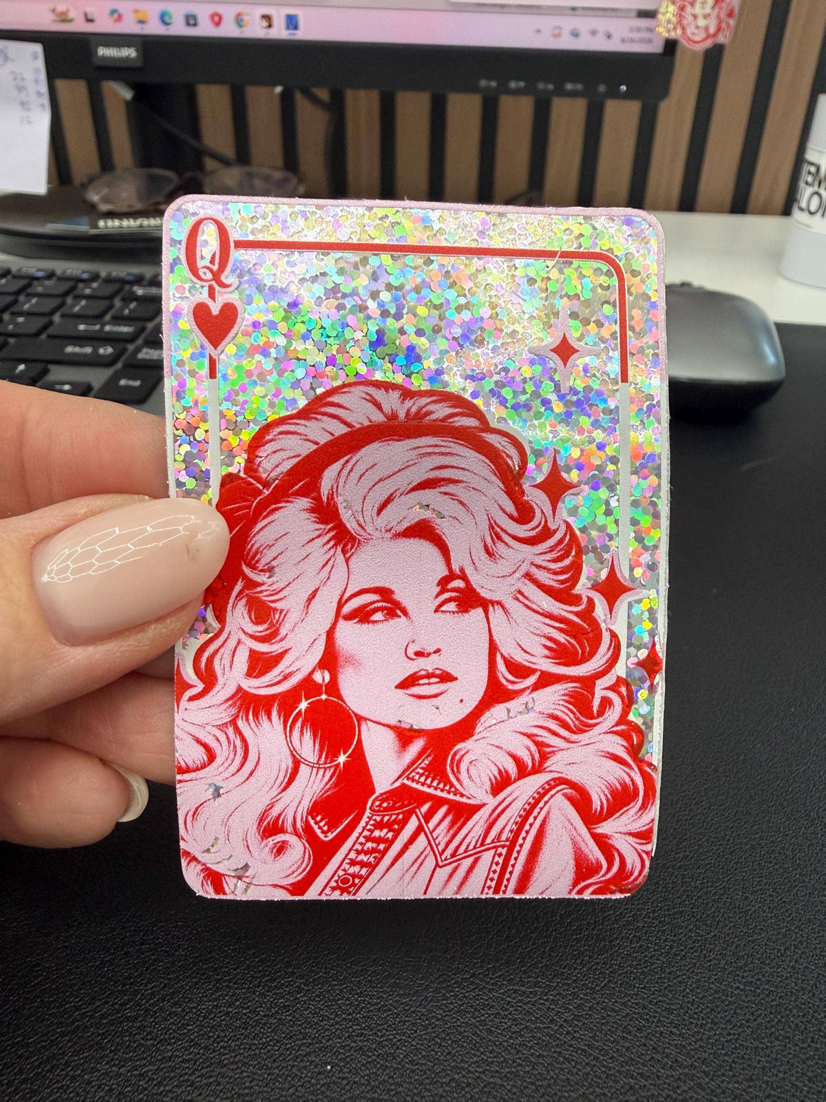 Dolly Parton Queen of Hearts Glitter Sticker