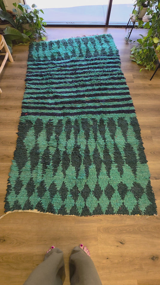 Vintage Moroccan Boucherouite Rug / Wide Runner - 006
