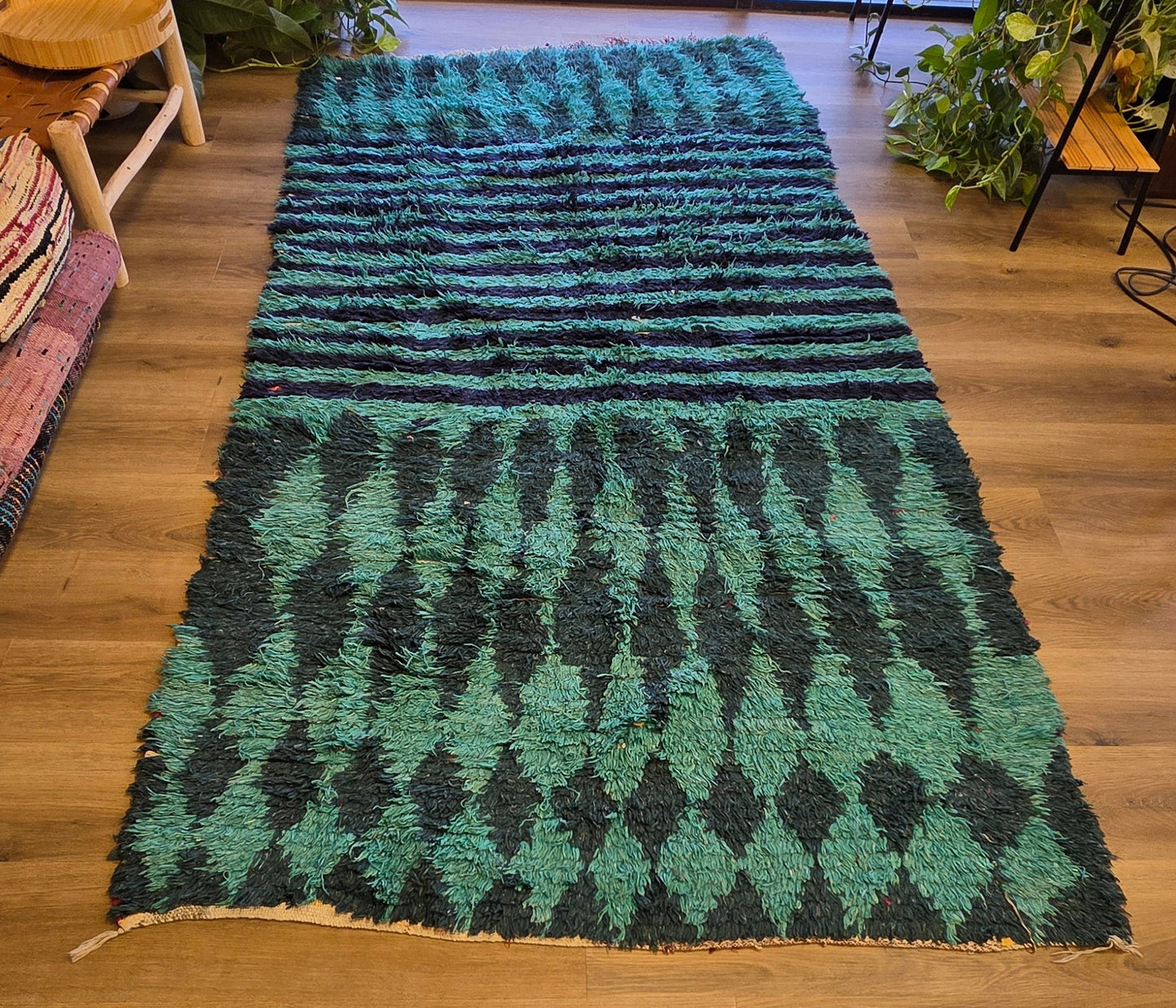 Vintage Moroccan Boucherouite Rug / Wide Runner - 006