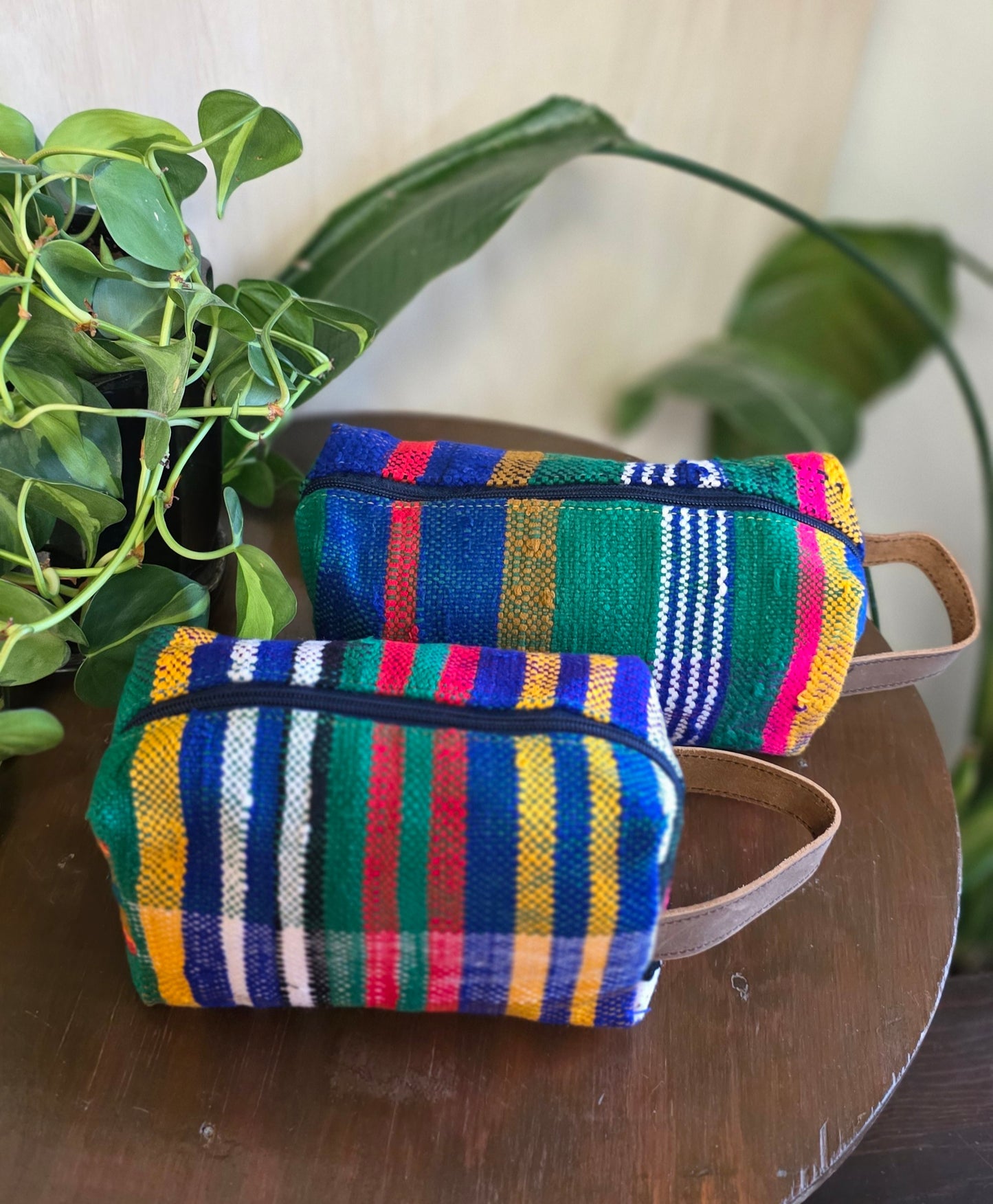 Upcycled Moroccan Blanket Dopp Kit – One‑of‑a‑Kind Travel Toiletry Bag in 3 Colorways (Medium & Large)