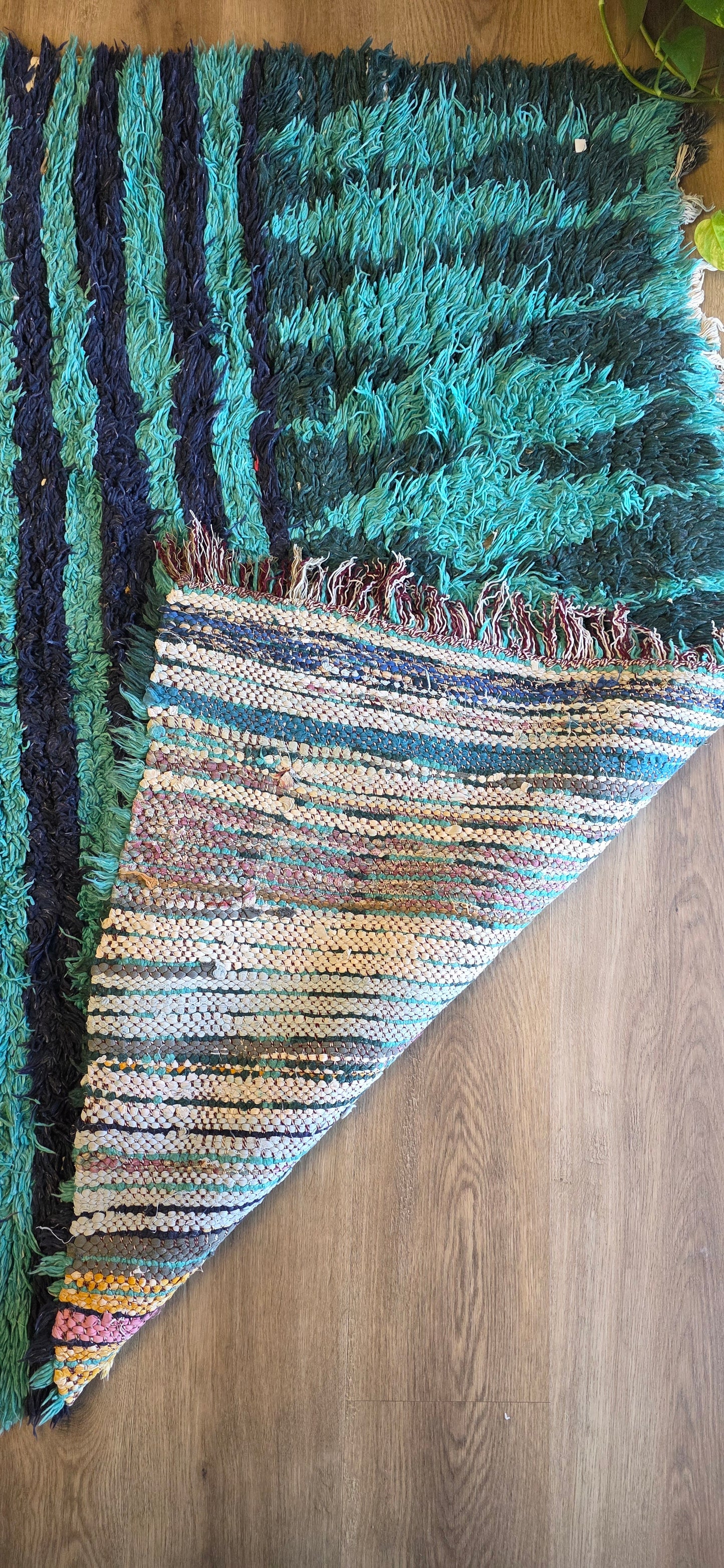 Vintage Moroccan Boucherouite Rug / Wide Runner - 006