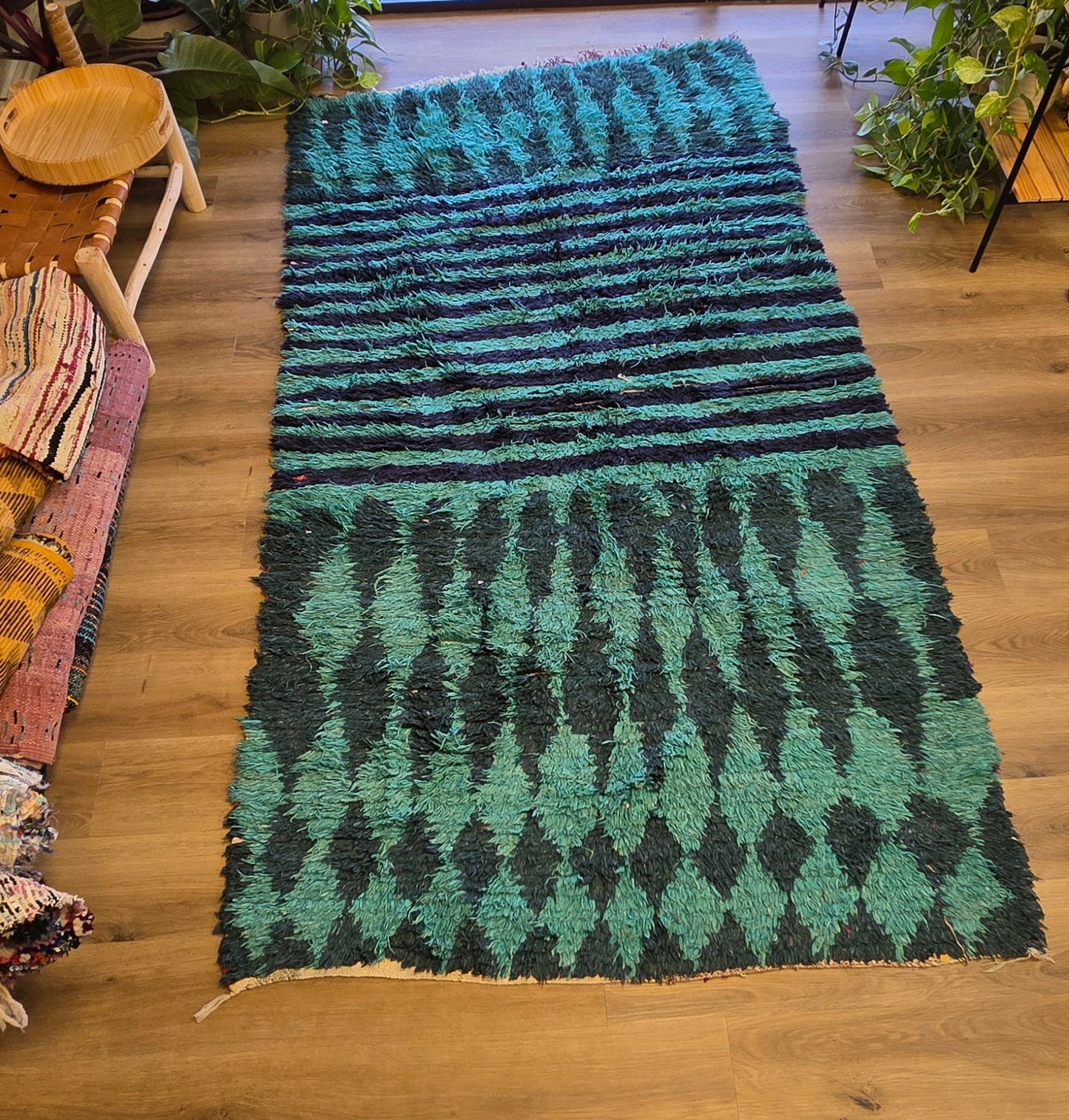 Vintage Moroccan Boucherouite Rug / Wide Runner - 006